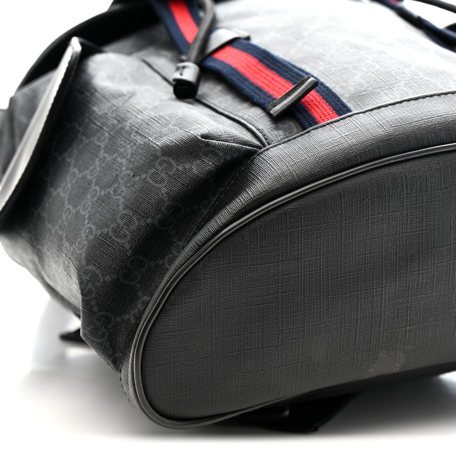 Gucci Soft GG Supreme Monogram Calfskin Web Double Buckle Backpack Black 10 of 12