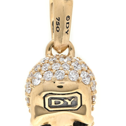David Yurman 18K Yellow Gold Diamond Mens Pave Skull Amulet Enhancer Pendant 3 of 3