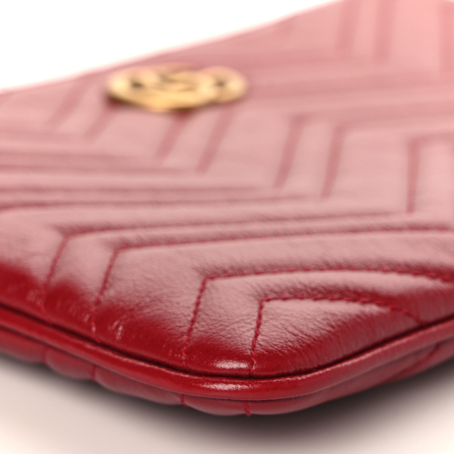 Gucci Azalea Calfskin Matelasse Heart GG Marmont Zip Pouch Romantic Cerise 8 of 9
