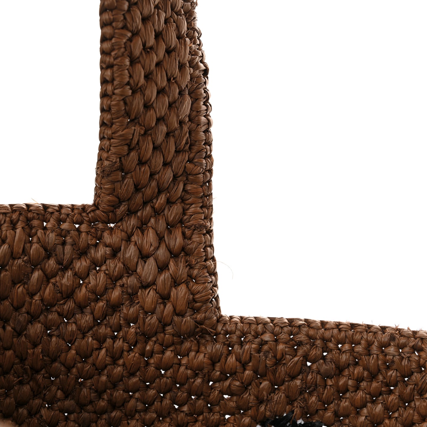 X SUNA FUJITA Raffia Small Font Tote Brown