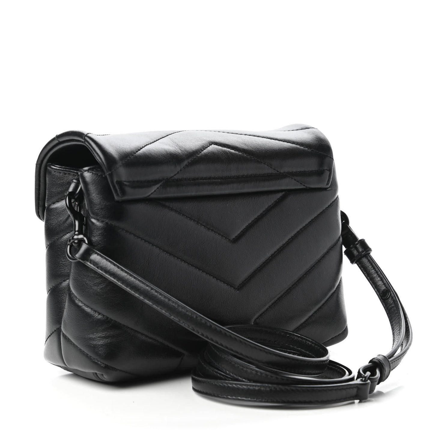 Calfskin Y Quilted Monogram Toy Loulou Crossbody Bag Black