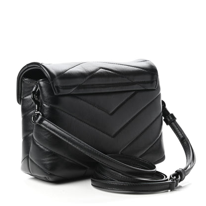 Saint Laurent Calfskin Y Quilted Monogram Toy Loulou Crossbody Bag Black 3 of 10