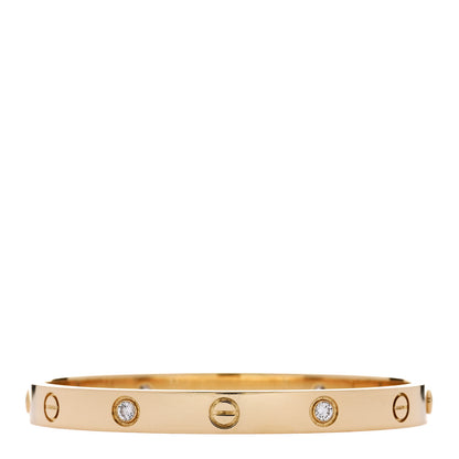 Cartier 18K Yellow Gold 4 Diamond LOVE Bracelet 17 2 of 9