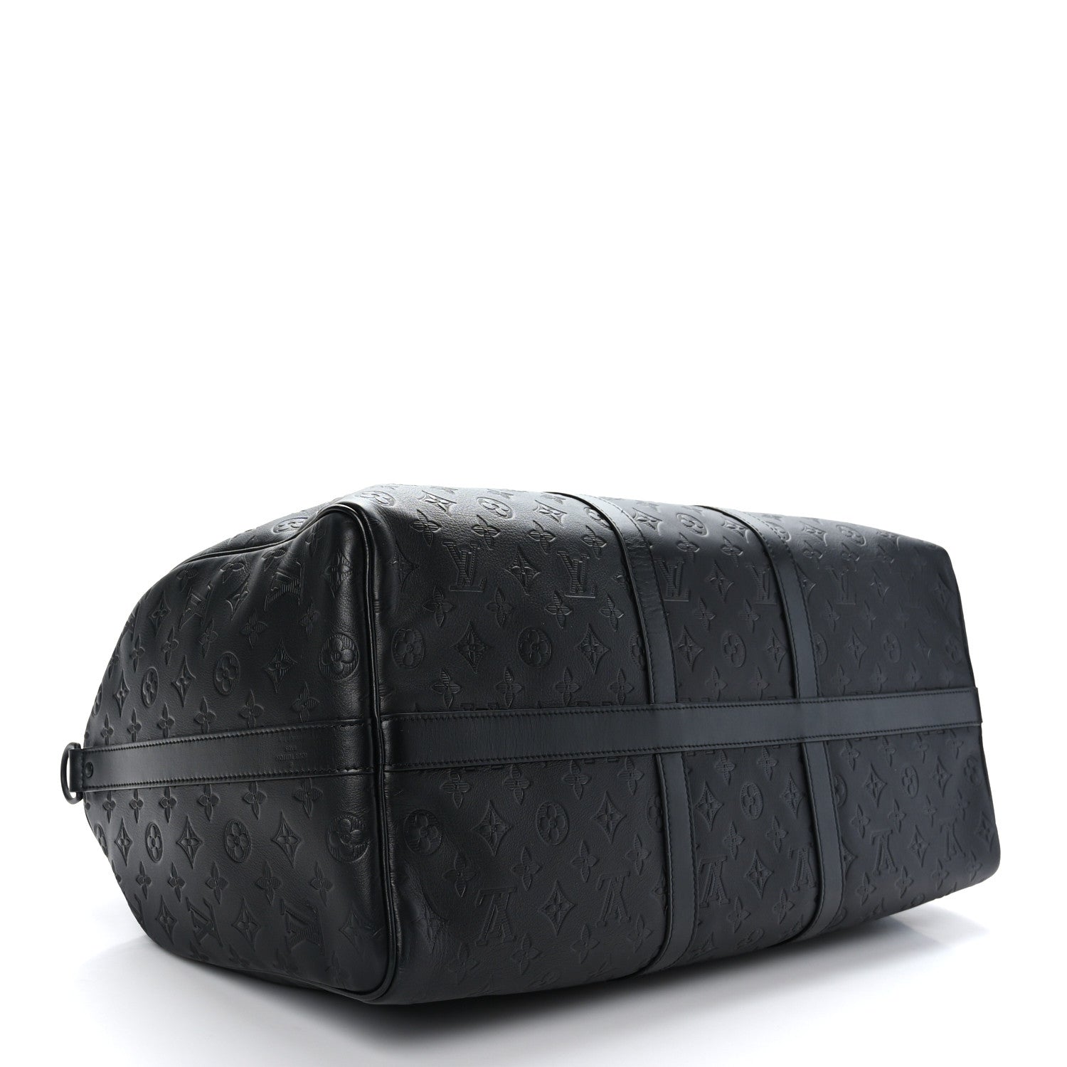 Louis Vuitton Calfskin Shadow Monogram Keepall Bandouliere 50 Black 3 of 9