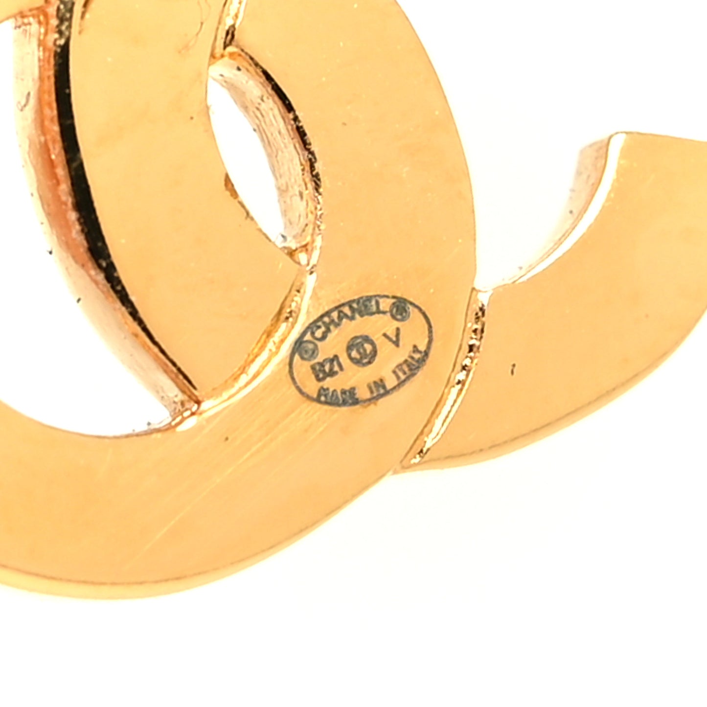 Metal CC Paris Button Stud Earrings Gold