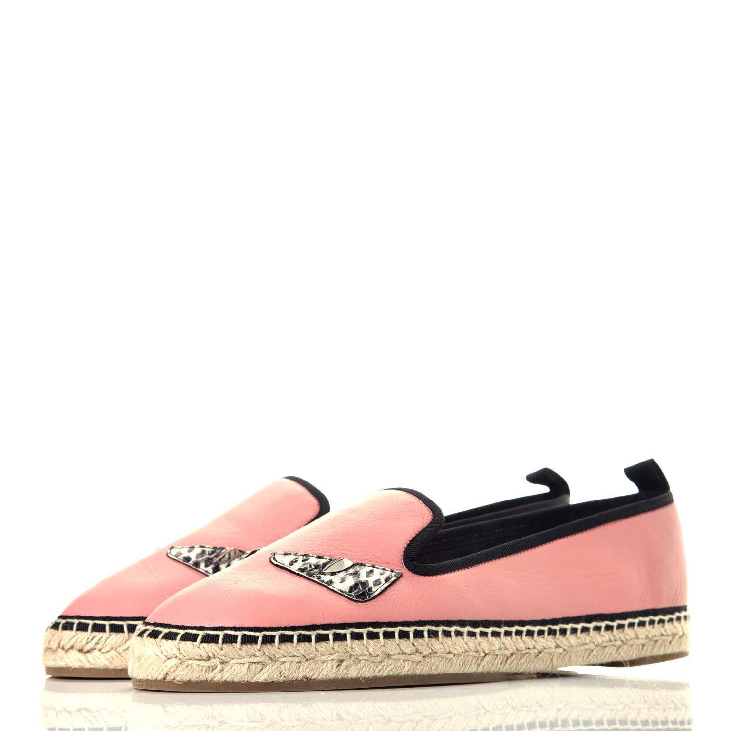 Fendi Calfskin Elaphe Espadrille Moccasin 40 Bois De Rose Natural 3 of 7
