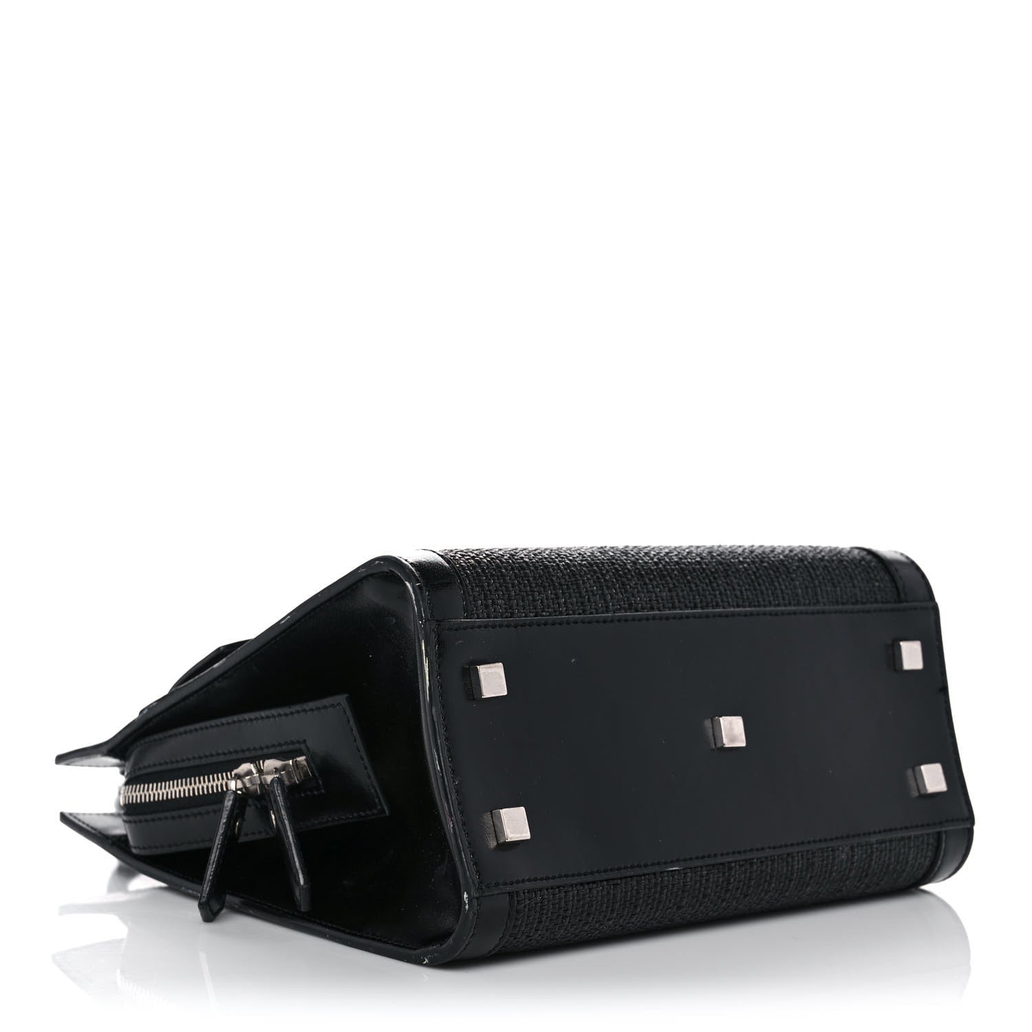 Saint Laurent Raffia Shiny Calfskin Medium Uptown Tote Black 4 of 13