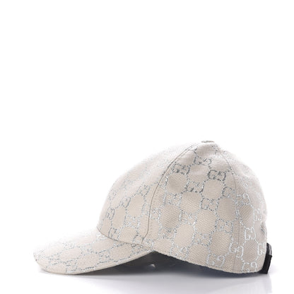 Gucci Canvas Lame GG Monogram Rush Baseball Hat M Gardenia Silver 4 of 9