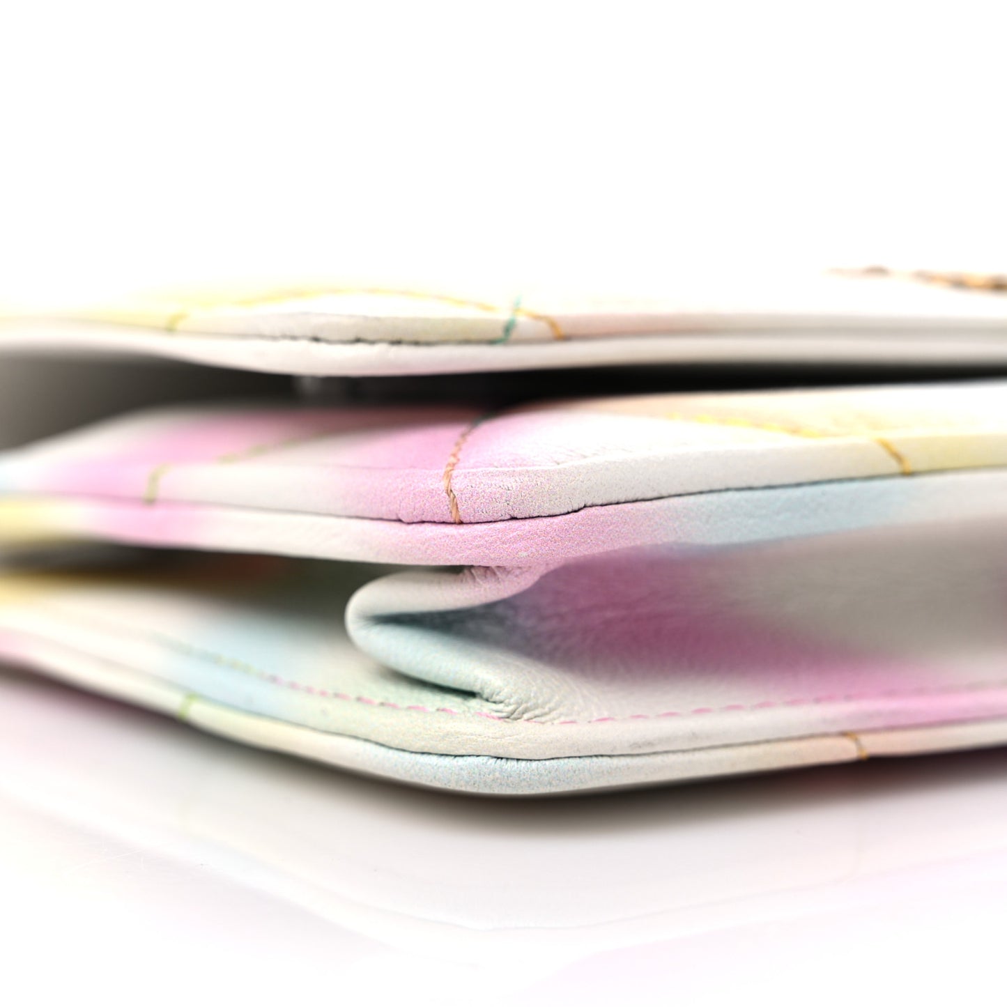 Goatskin Printed Quilted Chanel 19 Wallet On Chain WOC White Multicolor