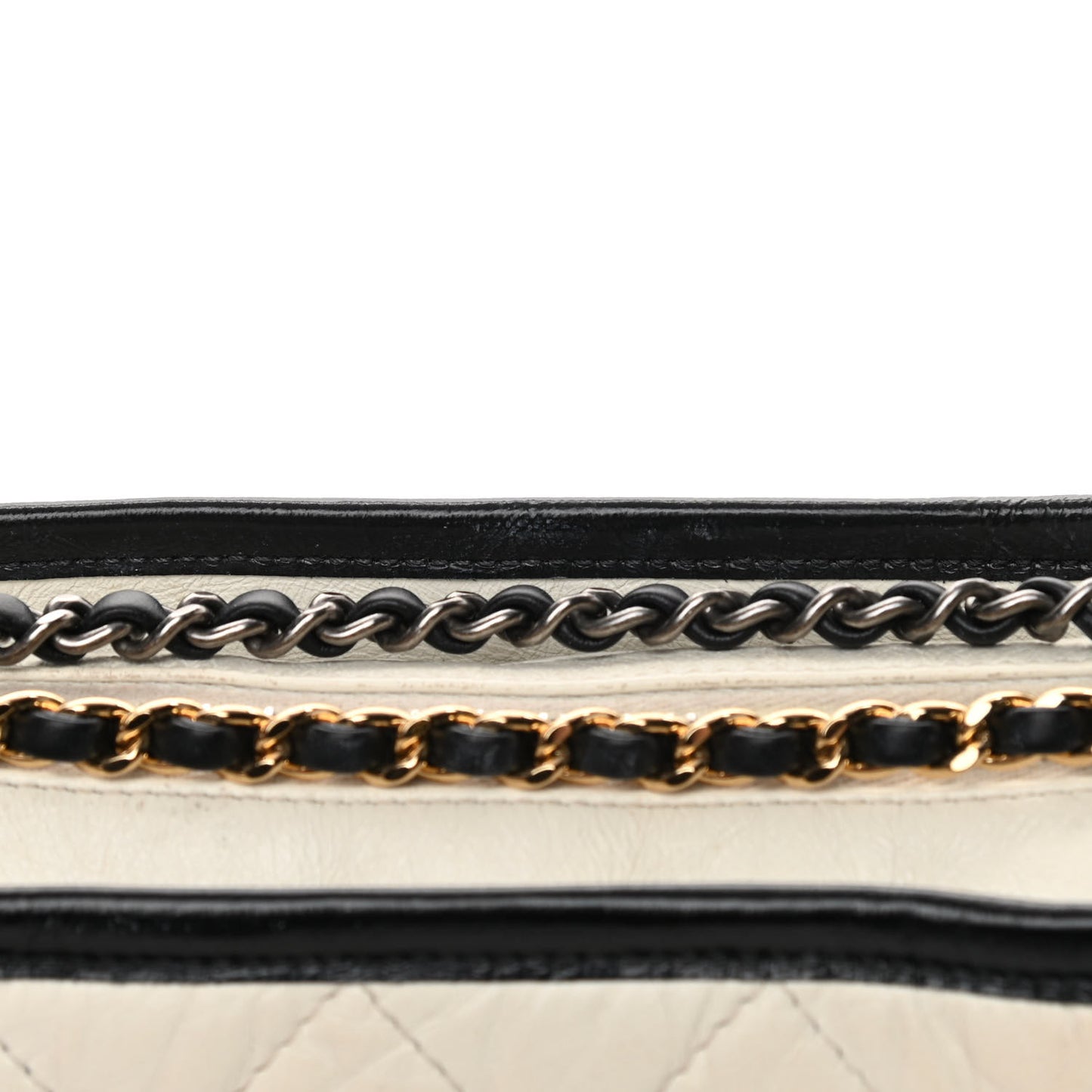 Aged Calfskin Quilted Small Gabrielle Hobo Black White