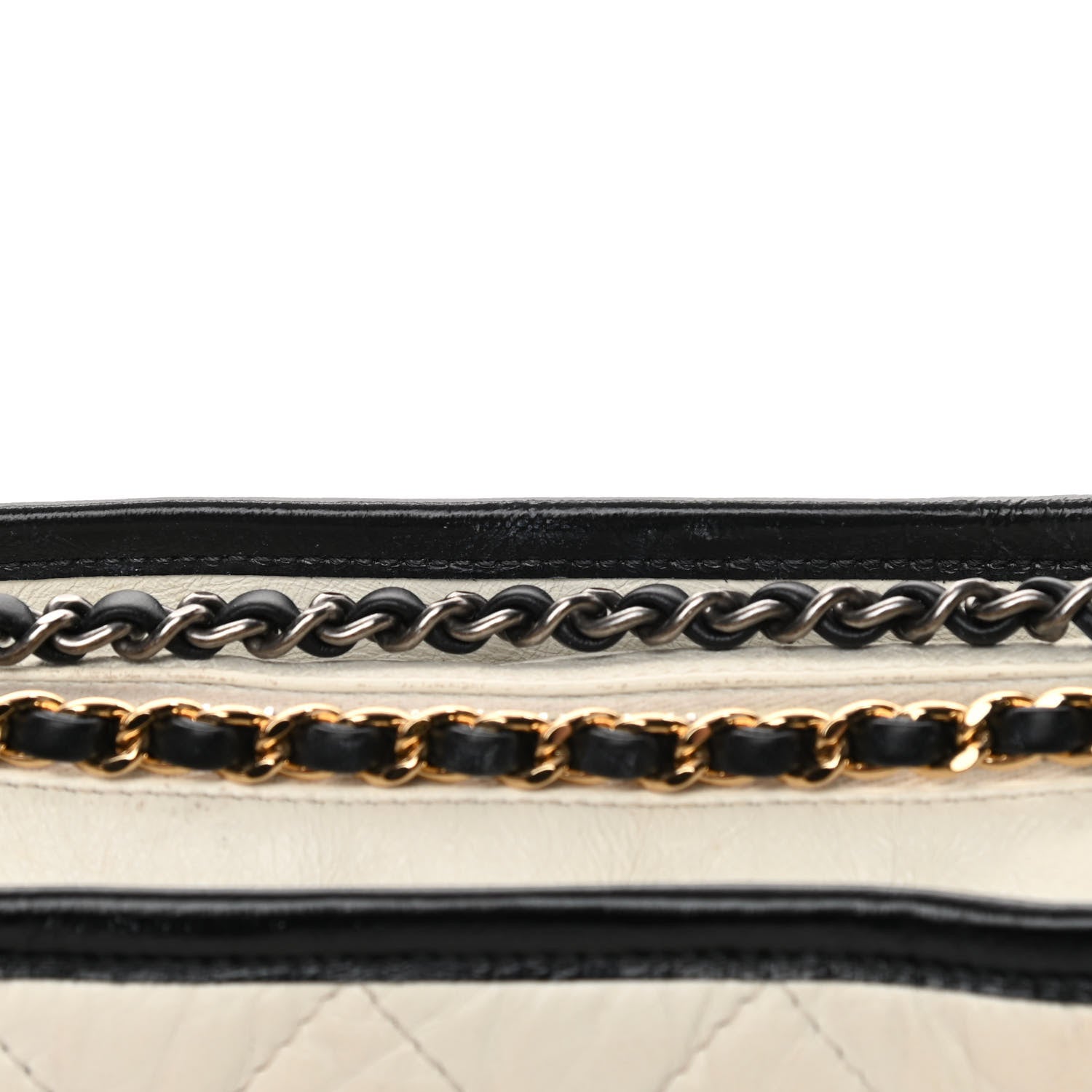 Chanel Aged Calfskin Quilted Small Gabrielle Hobo Black White 16 of 17
