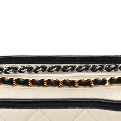 Chanel Aged Calfskin Quilted Small Gabrielle Hobo Black White 16 of 17