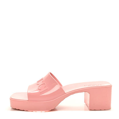 Gucci Rubber Gucci Logo Womens Platform 20/60mm Slide Sandals 38 Wild Rose 1 of 9