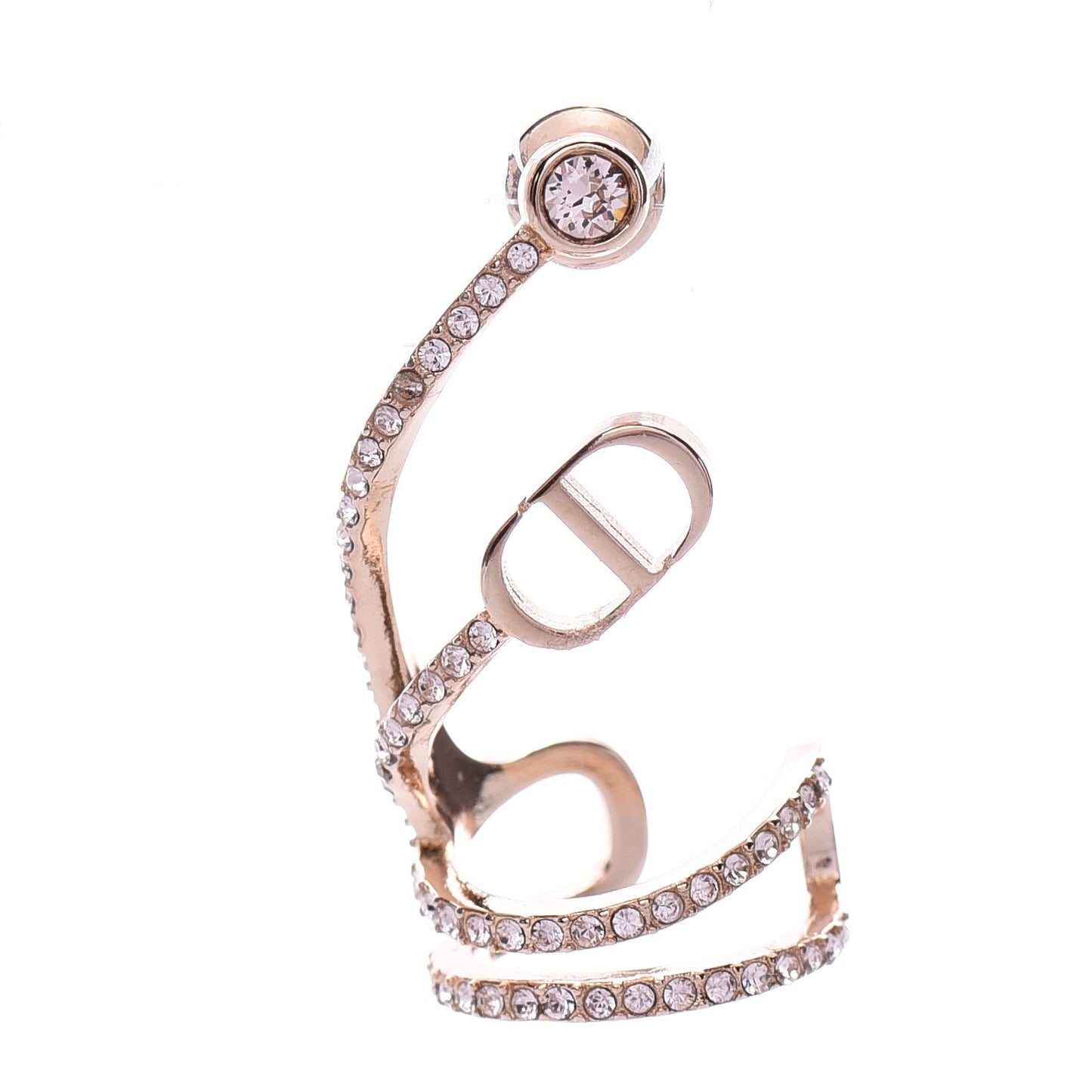 Metal Crystal Petit Rigid CD Ear Jewelry Rose Gold Pink