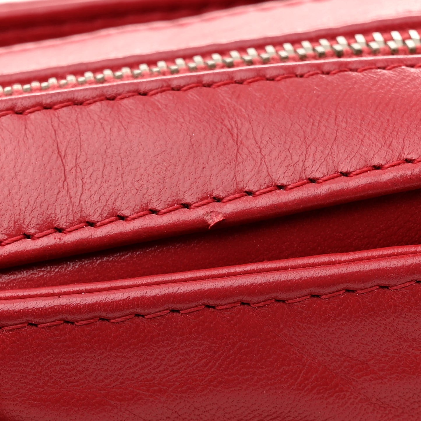 Lambskin Square Stitched Lax Accordion Hobo Red