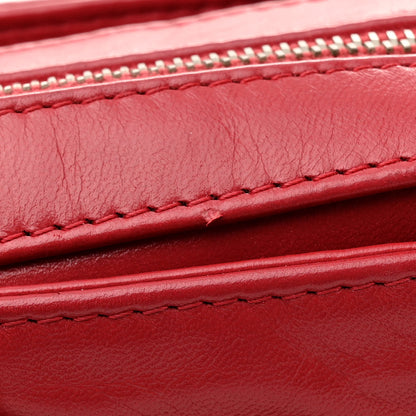 Chanel Lambskin Square Stitched Lax Accordion Hobo Red 13 of 13