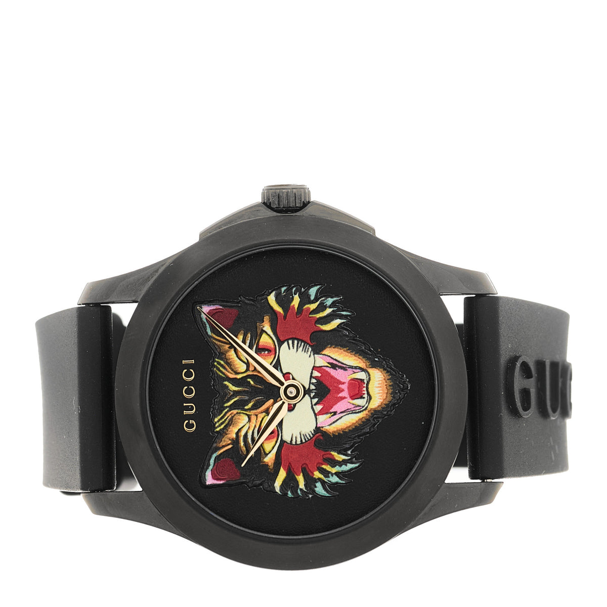 Gucci PVD Stainless Steel Rubber 38mm G-Timeless Angry Cat Quartz Watch Black 2 of 5