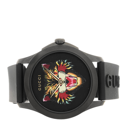 Gucci PVD Stainless Steel Rubber 38mm G-Timeless Angry Cat Quartz Watch Black 2 of 5
