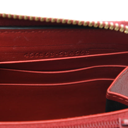 Gucci GG Supreme Monogram Kingsnake Heart Embroidered Zip Around Wallet Red 7 of 9
