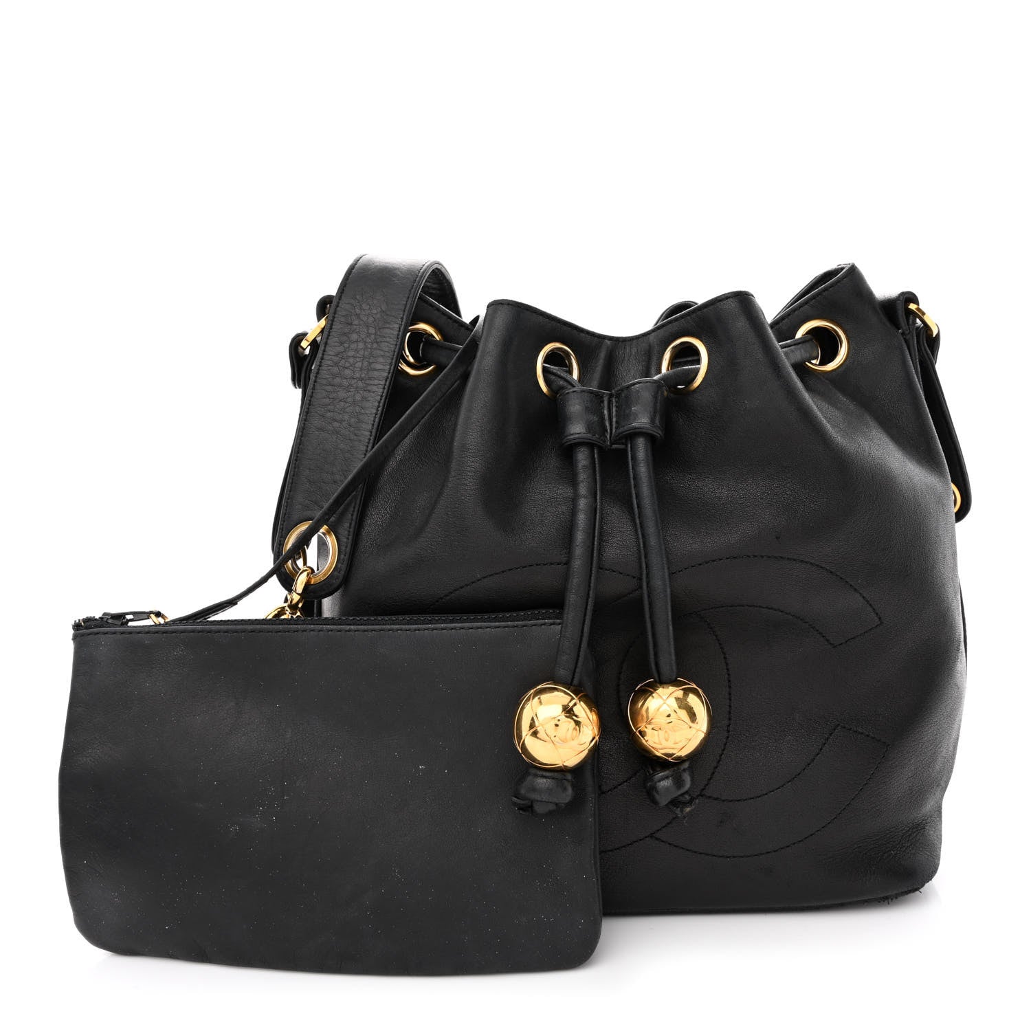 Chanel Lambskin CC Drawstring Bag Black 1 of 18