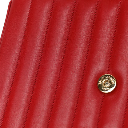 Saint Laurent Lambskin Matelasse Monogram Large Vicky Chain Bag Rouge Eros 14 of 18