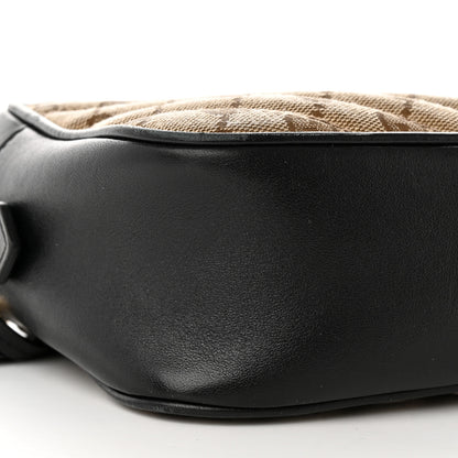 Gucci Monogram Matelasse Diagonal Small GG Marmont Chain Shoulder Bag Beige Black 9 of 19