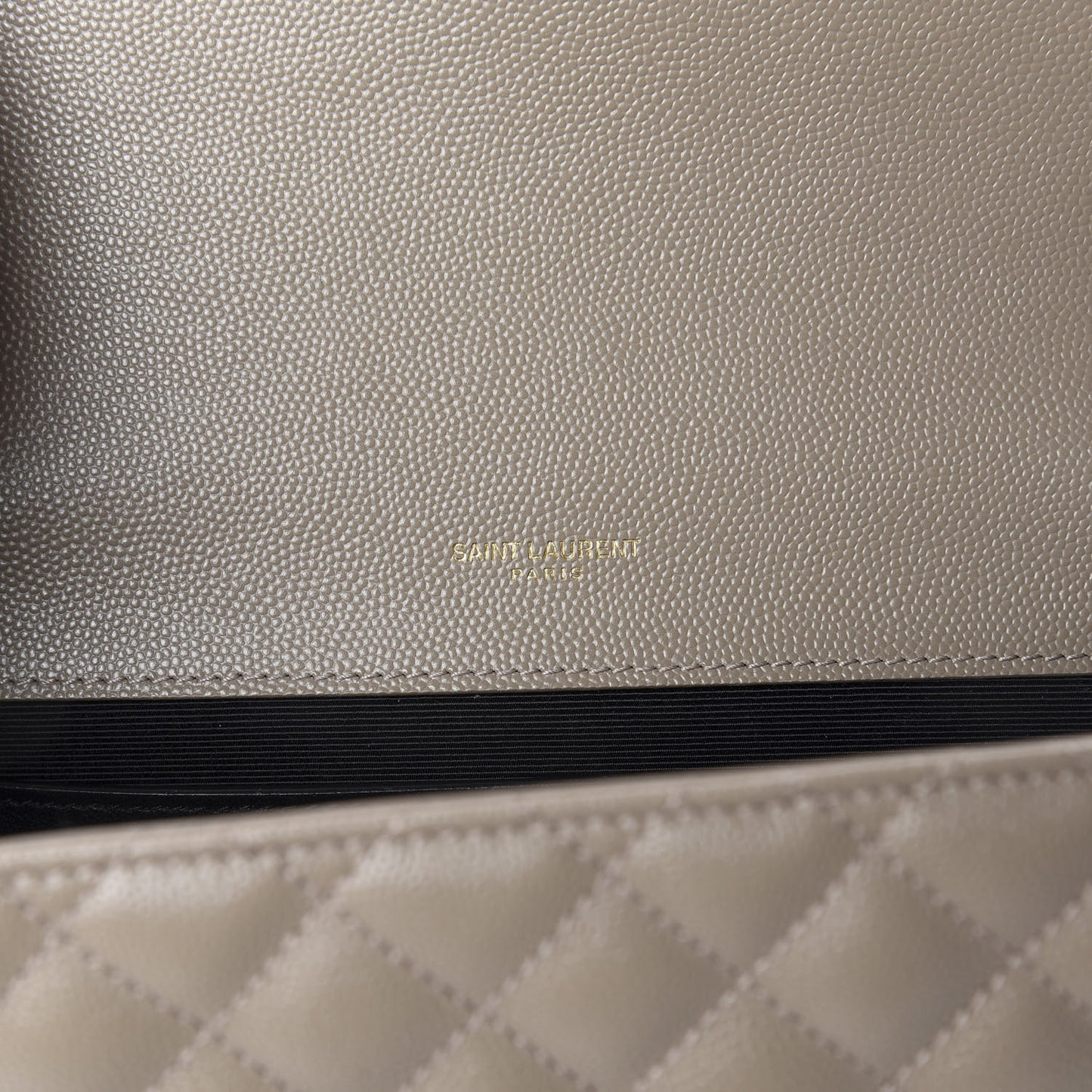 Grain De Poudre Textured Mixed Matelasse Medium Triquilt Monogram Satchel Taupe
