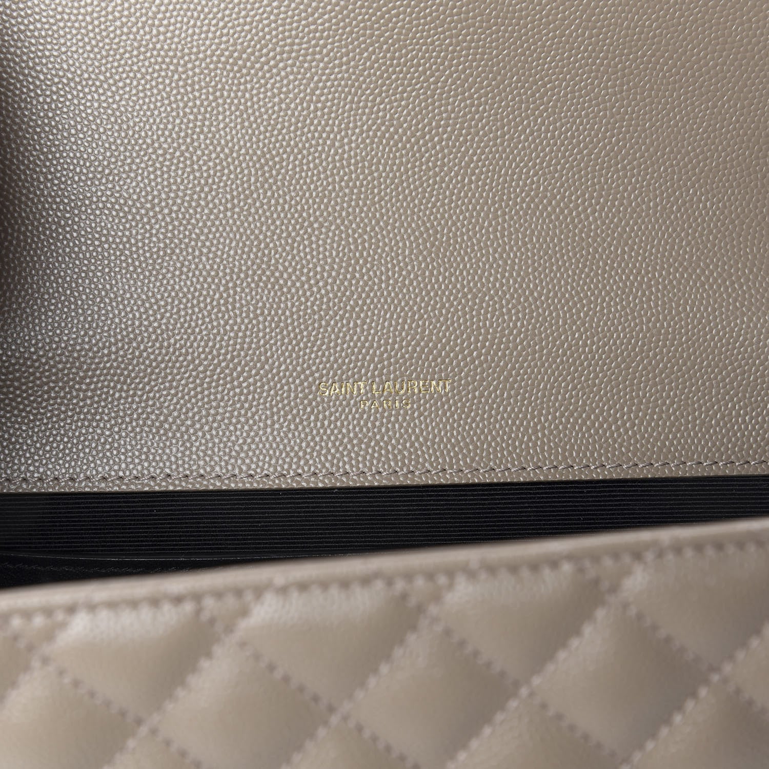 Saint Laurent Grain De Poudre Textured Mixed Matelasse Medium Triquilt Monogram Satchel Taupe 8 of 14