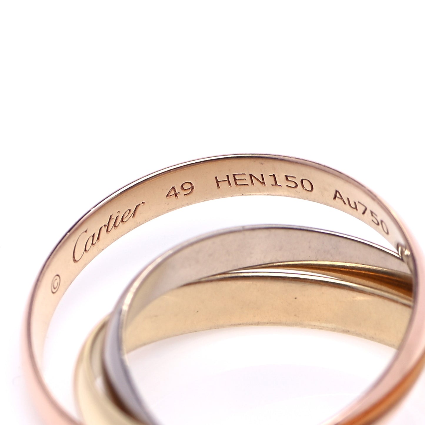 18K Pink Yellow White Gold Small Trinity Ring 49 4.75