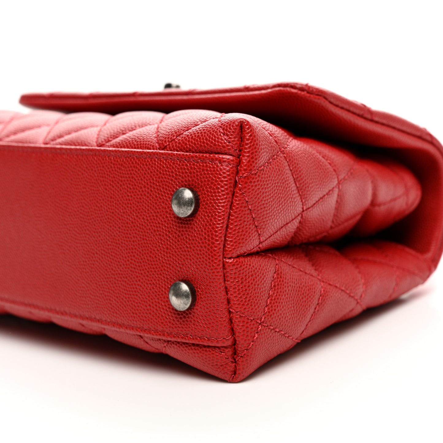 Caviar Quilted Mini Coco Handle Flap Red
