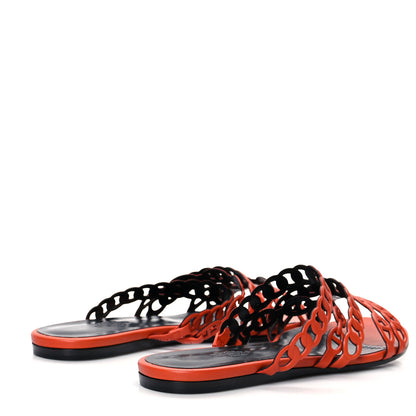 Hermes Nappa Nude Sandals 37.5 Orange Brulee 4 of 7
