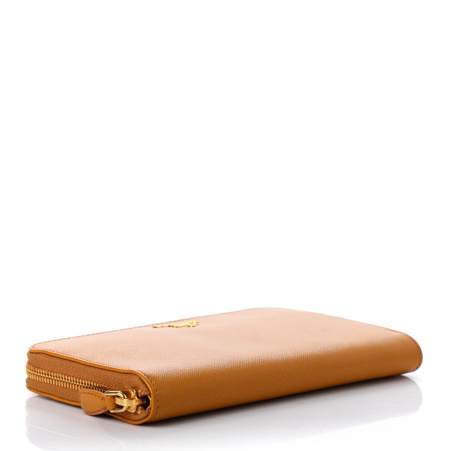 Saffiano Metal Zip Around Wallet Ocra