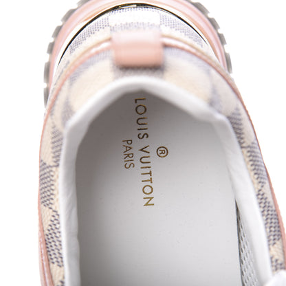 Louis Vuitton Suede Damier Azur Run Away Sneakers 37.5 Pink 7 of 9