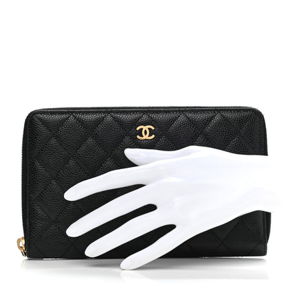 Chanel Caviar Quilted Large Zip Around Organizer Wallet Black 2 of 12