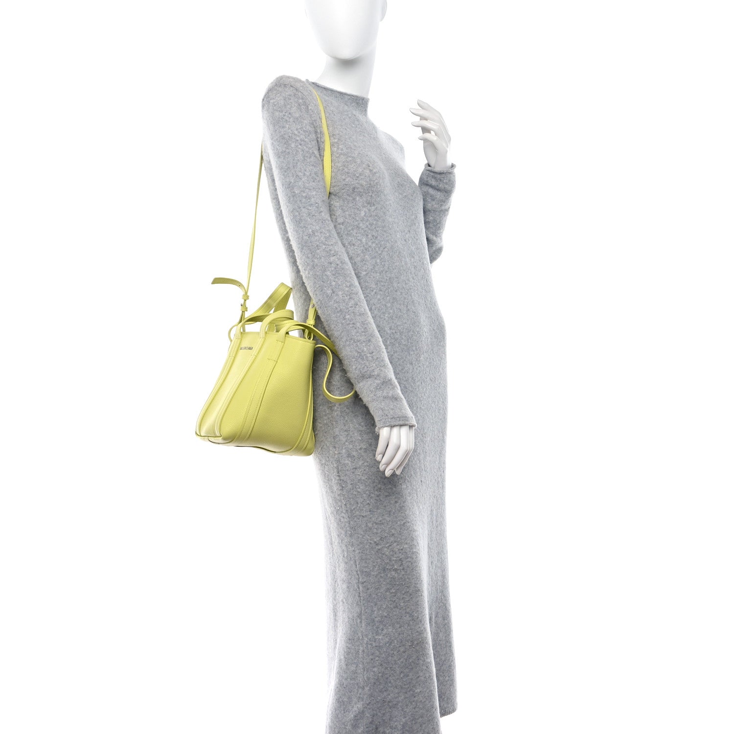 Balenciaga Grained Calfskin XS Everyday North South Shoulder Tote Bag Lemon 2 of 10