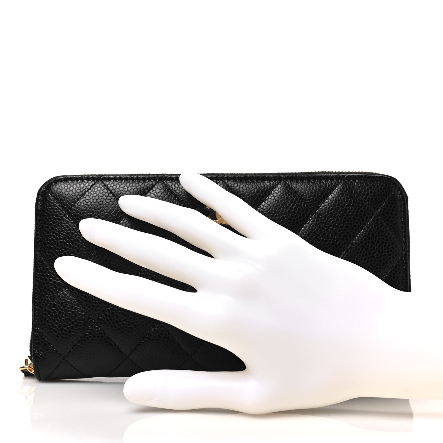 Chanel Caviar Quilted Large Gusset Zip Around Wallet Black 2 of 8