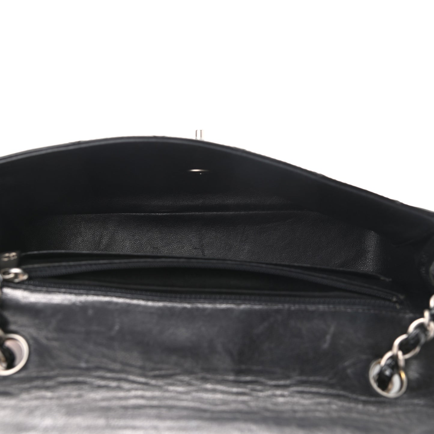 Patent Quilted Medium Single Flap Black