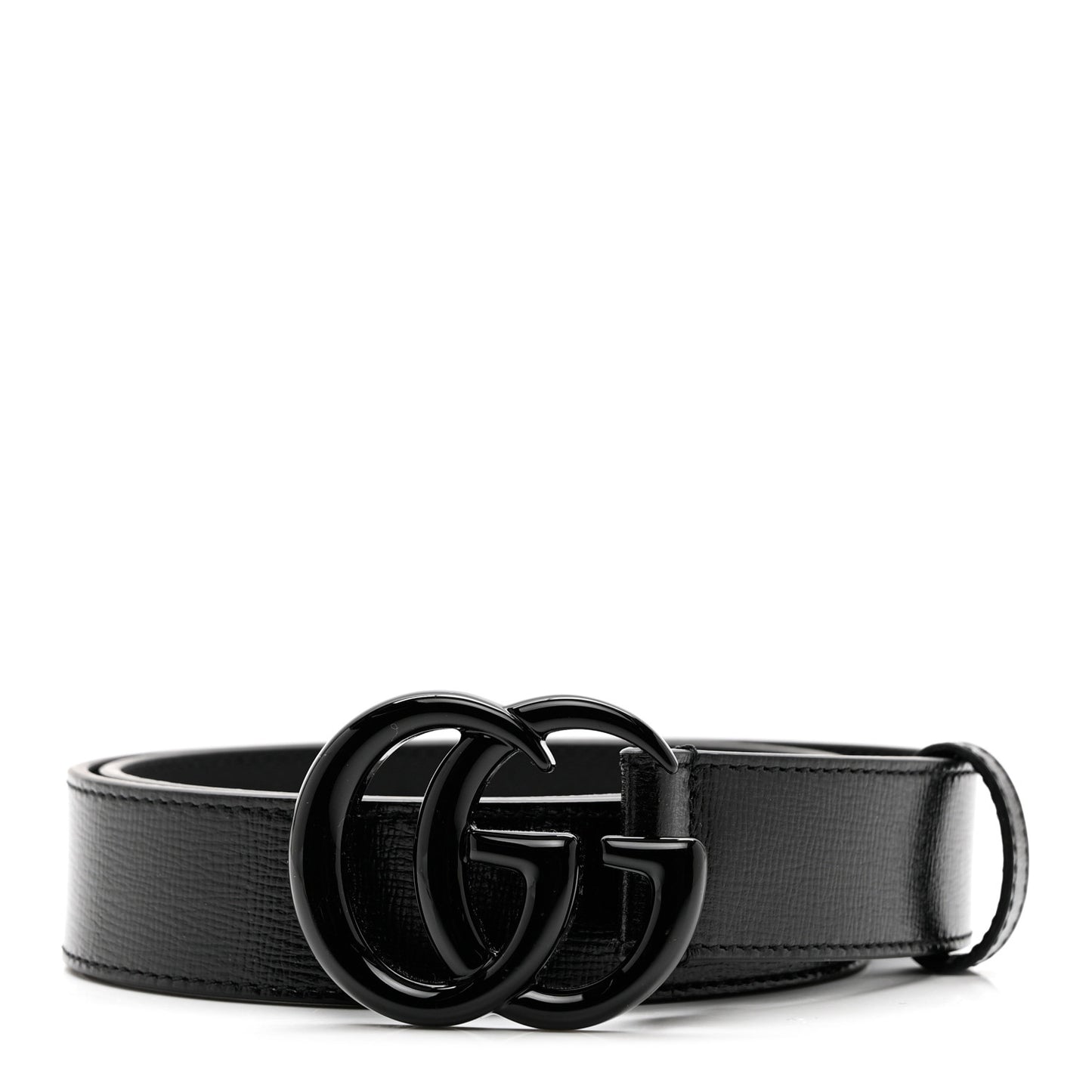 Azalea Calfskin Enamel Monochrome Double G 30mm Belt 70 28 Black