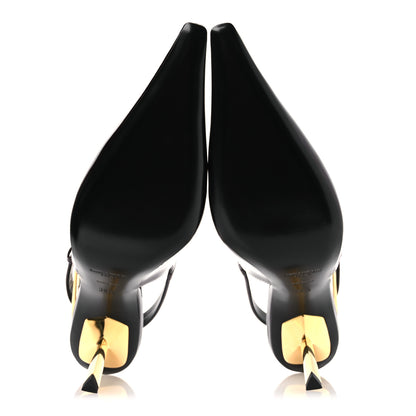 Saint Laurent Vernice Gloss Lee 75 Slingback Pumps 38.5 Marron Glacé 7 of 11