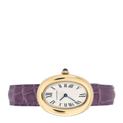 Cartier 18K Yellow Gold Alligator 24mm Baignoire Quartz Watch Violet 2 of 4