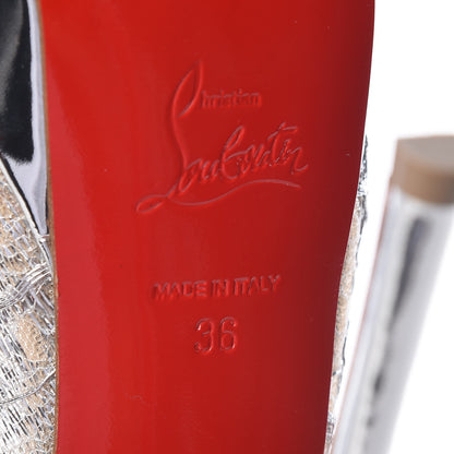 Christian Louboutin Lace Fetish Peep 150 Pumps 36 Silver 6 of 9