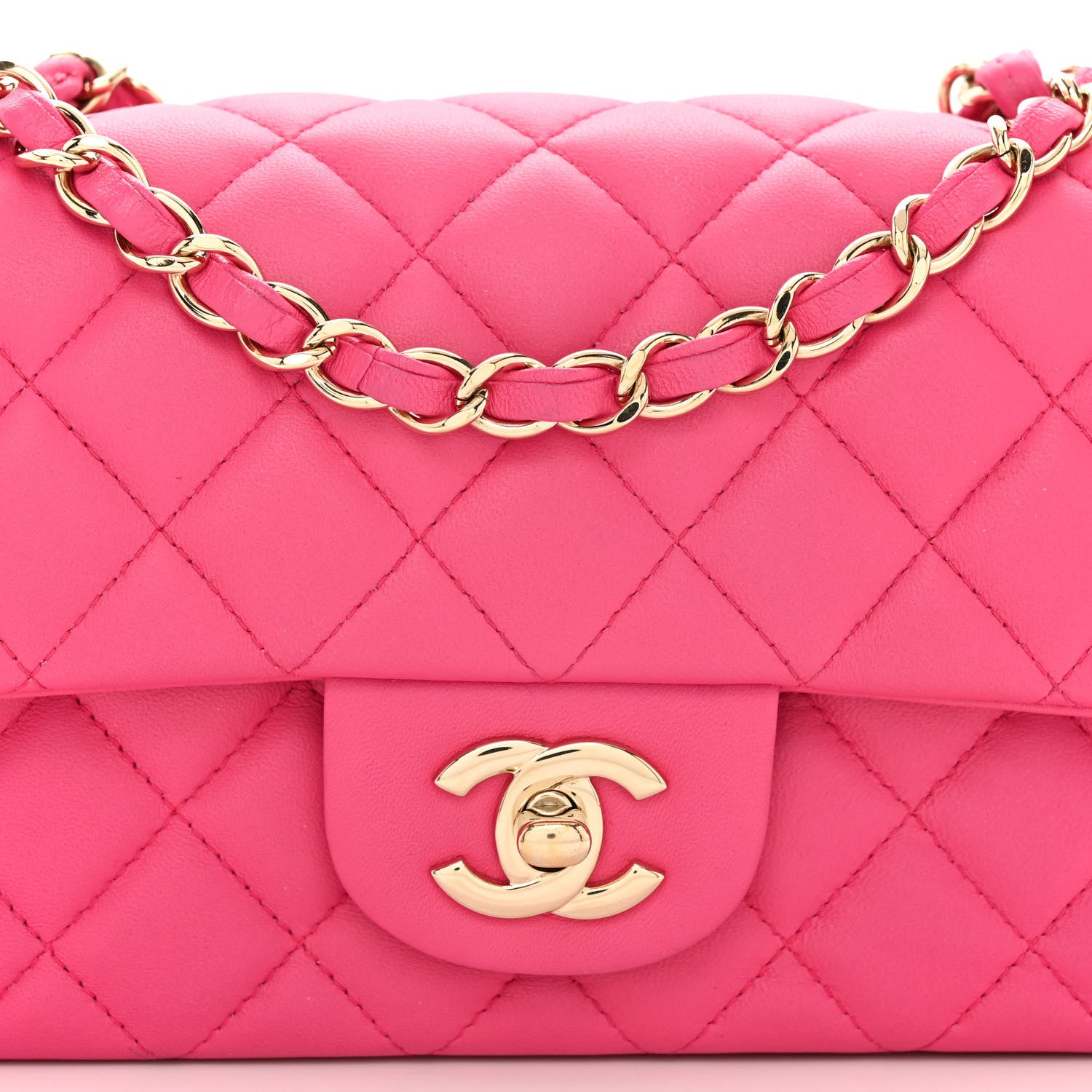 Chanel Lambskin Quilted Mini Rectangular Flap Dark Pink 8 of 11