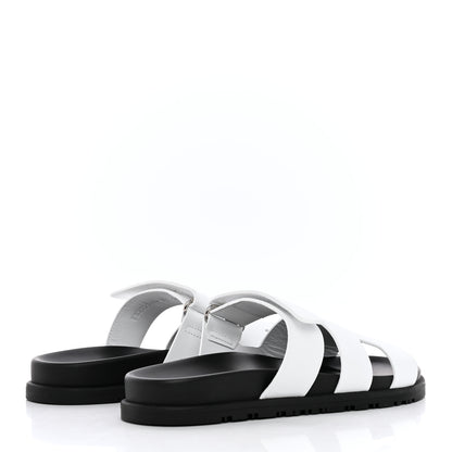 Hermes Calfskin Womens Chypre Sandals 37 White 4 of 9