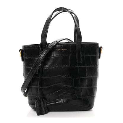 Saint Laurent Calfskin Crocodile Embossed Paris Mini Toy Shopper Tote Black 1 of 11