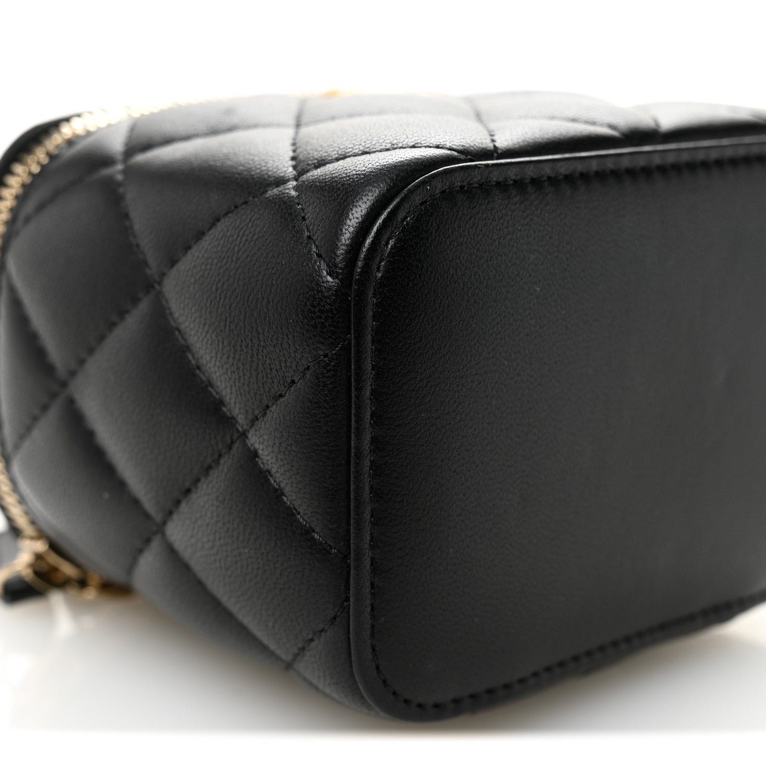 Chanel Lambskin Quilted Mini Pearl Crush Vanity Case With Chain Black 9 of 11