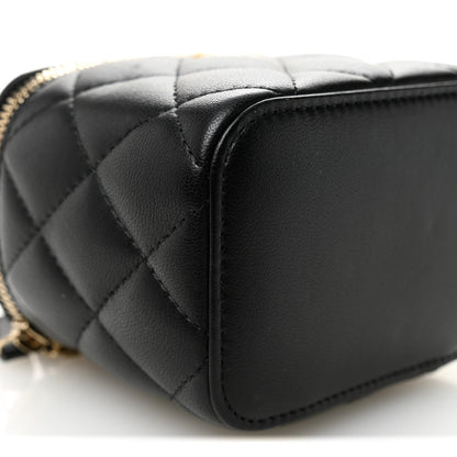 Chanel Lambskin Quilted Mini Pearl Crush Vanity Case With Chain Black 9 of 11