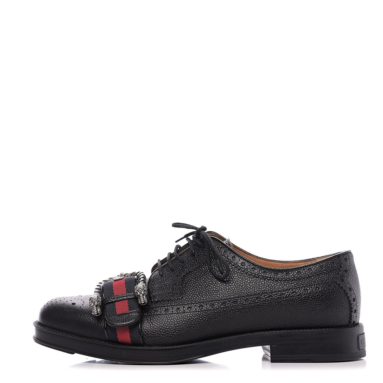 Gucci Pebbled Calfskin Dionysus Web Mens Martins Shoes 8 Black 1 of 12