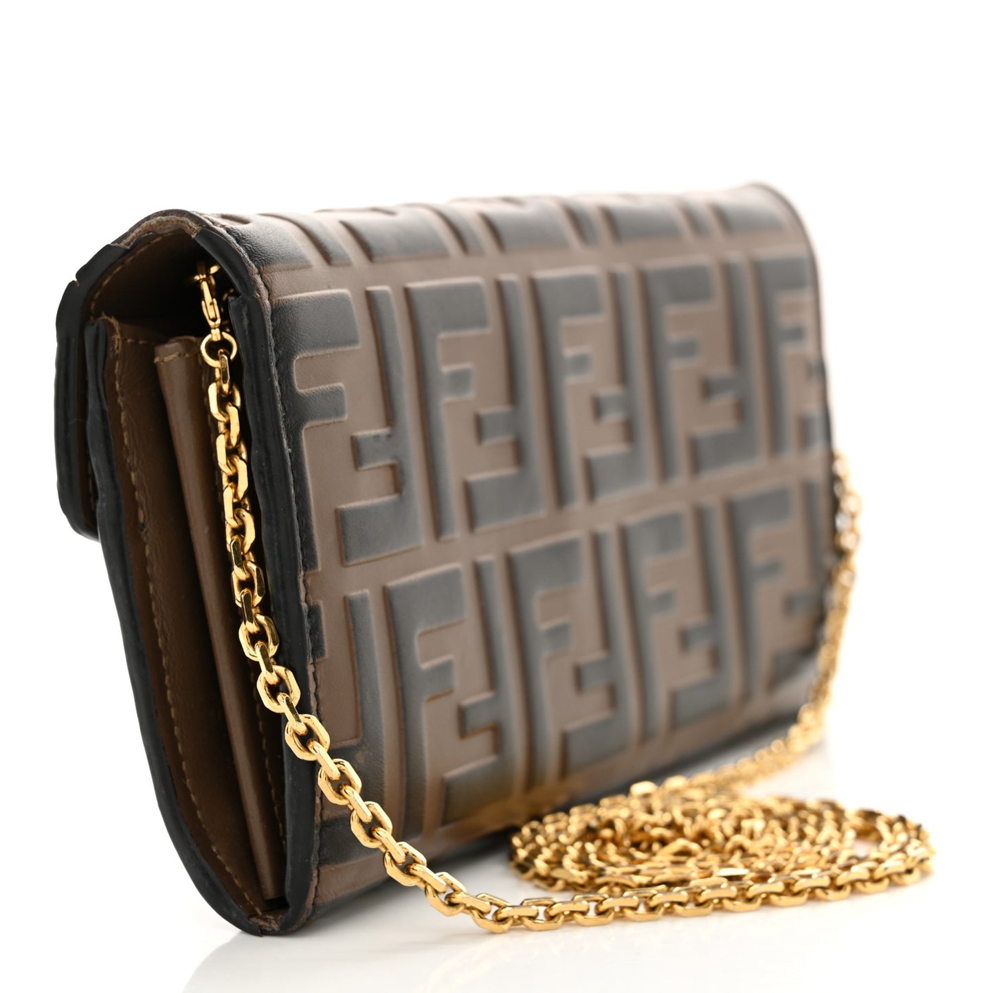 Vitello Soft FF Diamonds Continental Envelope Wallet On Chain Maya Black
