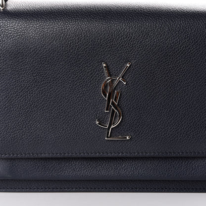 Saint Laurent Grained Calfskin Medium Monogram Sunset Navy Blue 9 of 9