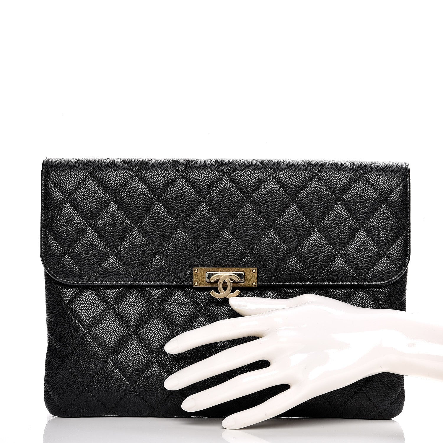 Chanel Caviar Quilted Medium Golden Class Pouch Black 2 of 8